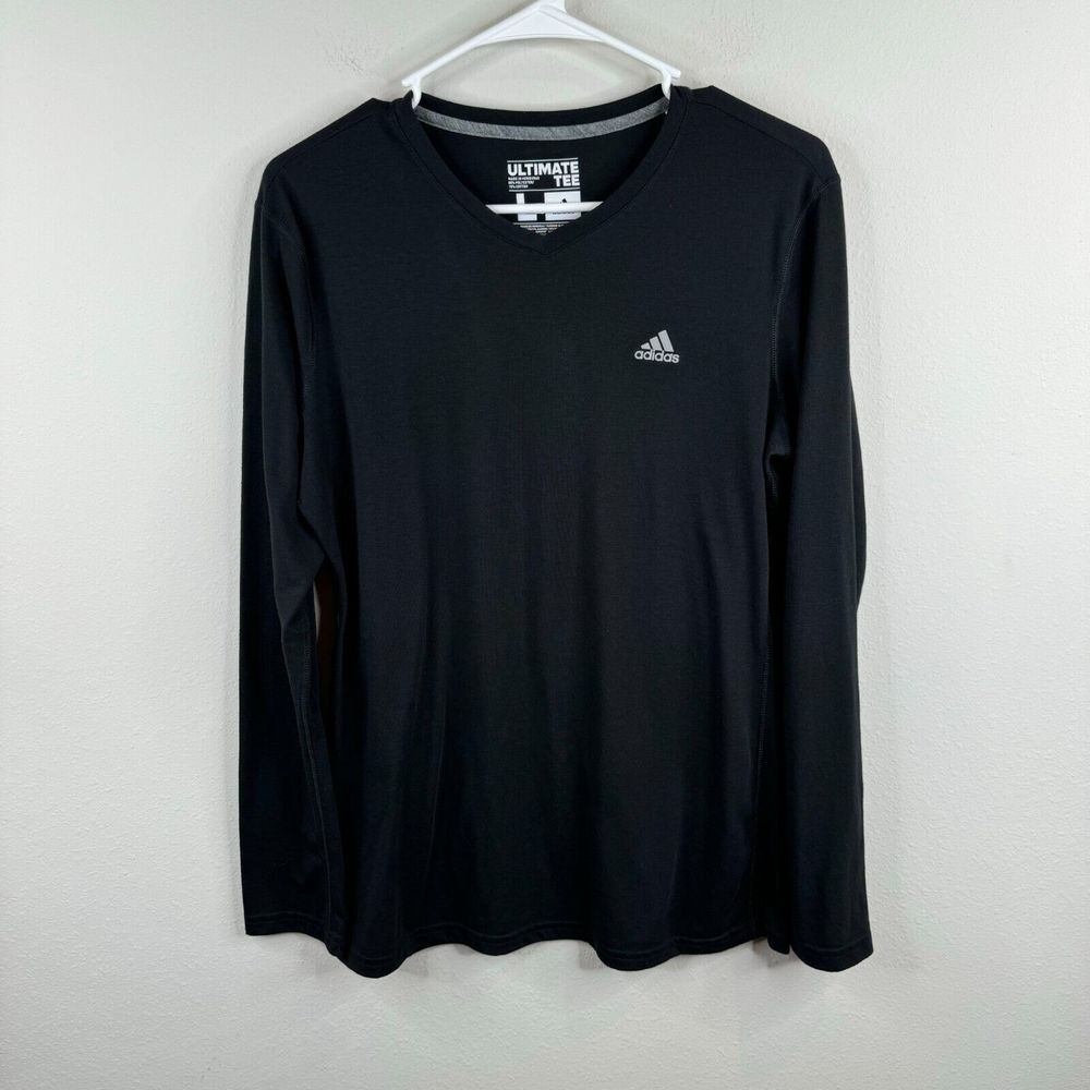 Nike Ultimate Tee Mens Shirt Size L Solid Black‎ Long Sleeve Casual Activewear